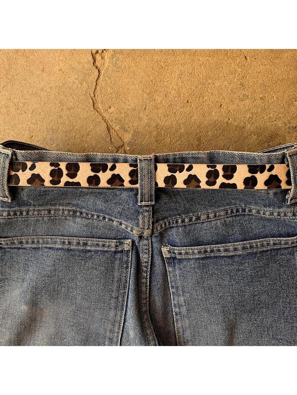 Cheetah Tan Brown Cheetah Fur American Western boho indie belt - Picture 8 of 8